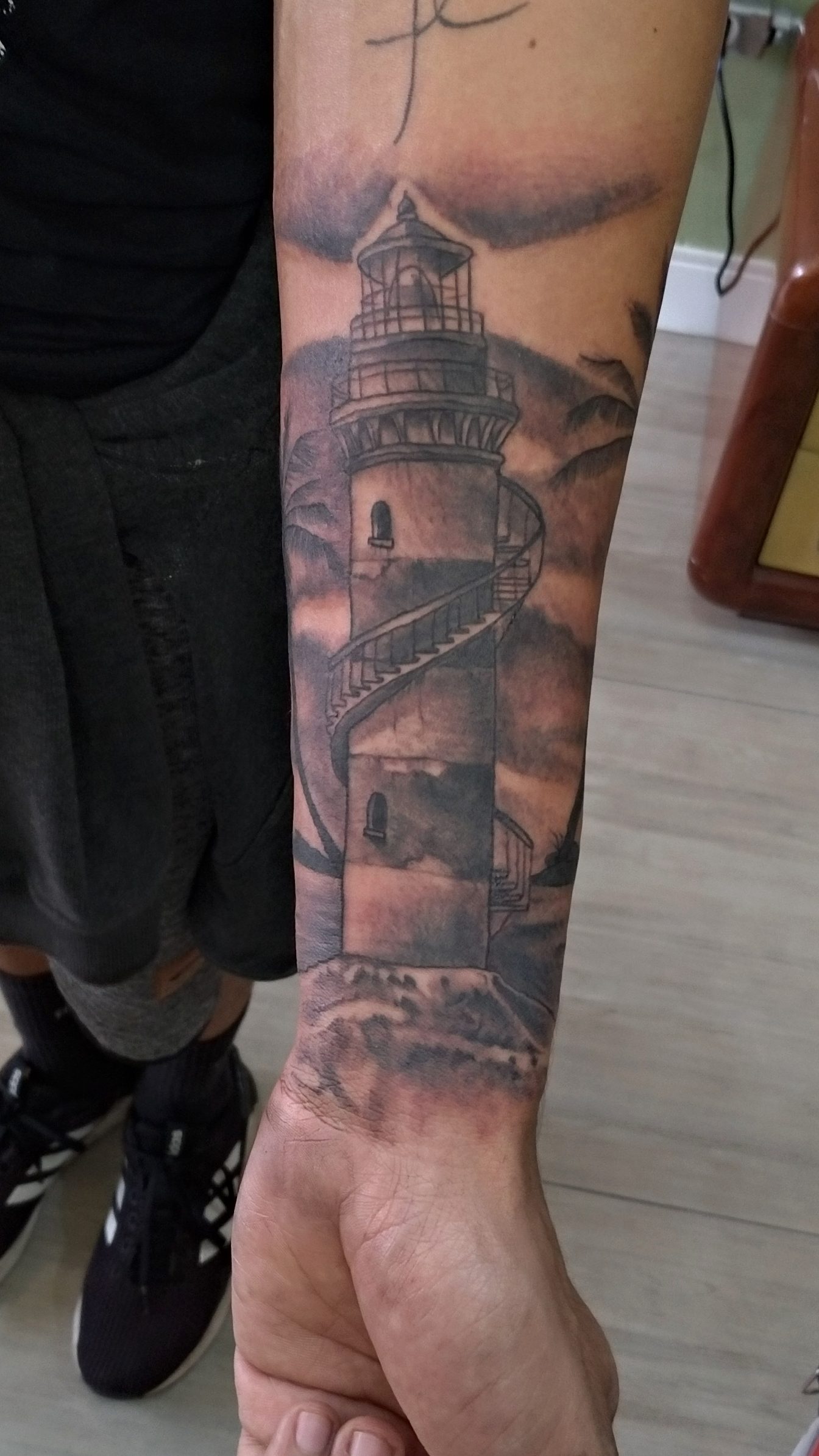Churus Savioli, preto e branco tattoo, farol tattoo, preto e branco tattoo