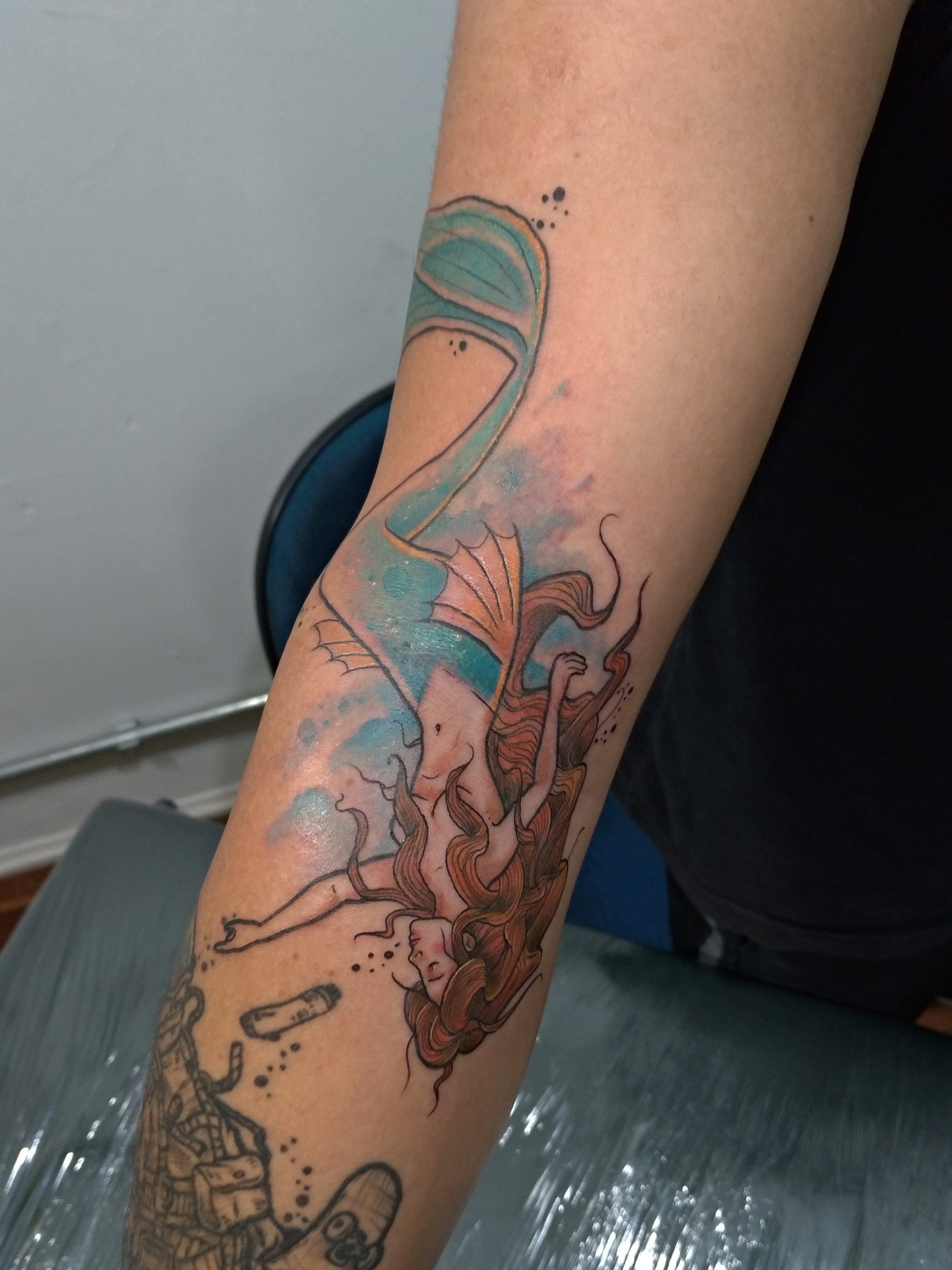 Churus Savioli, Sketch tattoo, Sereia Tattoo, aquarela tattoo